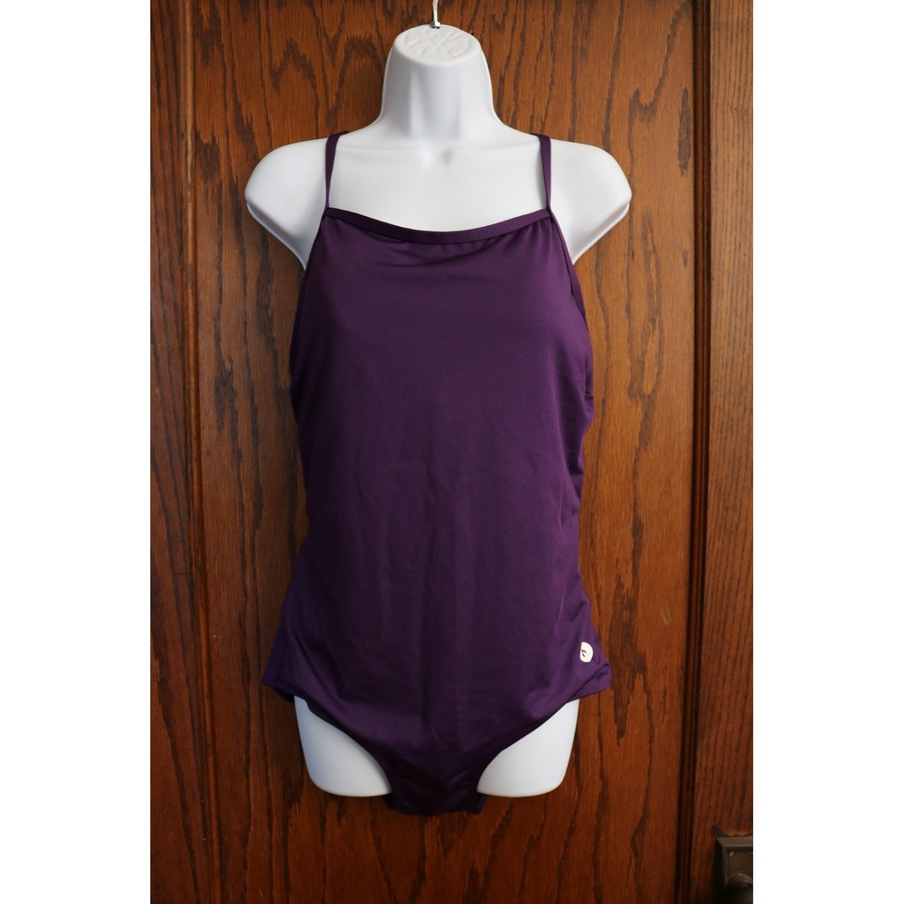 BALEAF Racerback One Piece Swimsuit Women Size XL Purple Athletic Swim Solid